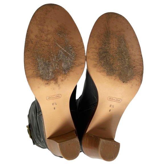 Coach Merridth Tall Logo Heeled Leather Boot in Black | 8.5 - Picture 10 of 11